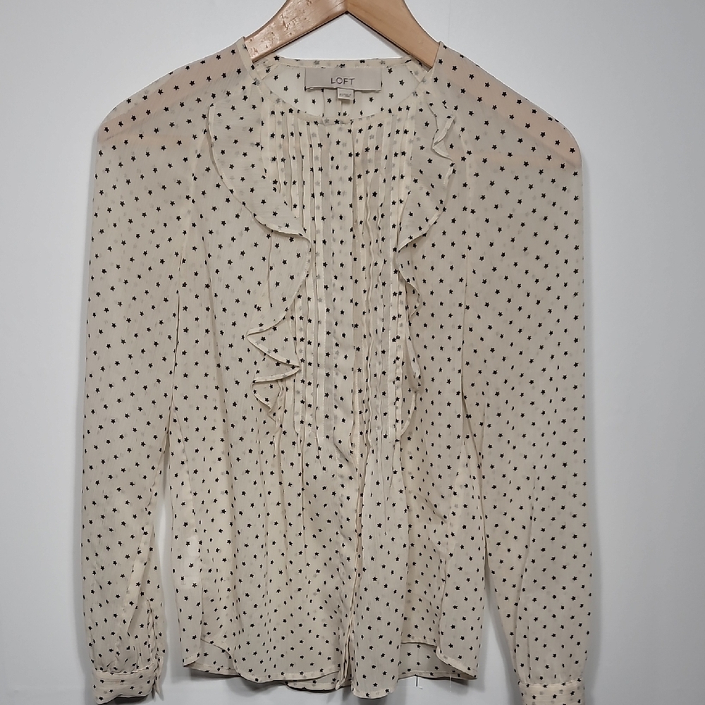 LOFT Cream Polka Dot Blouse